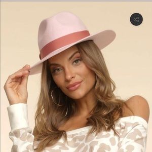Brittany Aldean pink fedora wide brim hat
